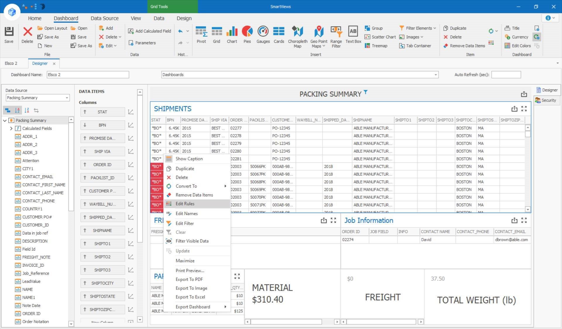 <span>Conditional Formatting to Dashboard Panels through the new Edit Rules Button</span>